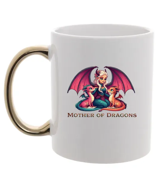 Чашка з кольоровою ручкою Мати драконів Золото фото
