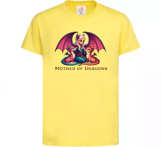 Детская футболка Мати драконів Лимонный фото
