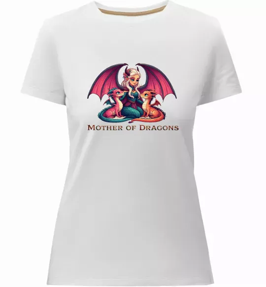 Жіноча преміум футболка Мати драконів Білий фото