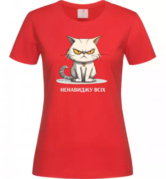 Жіноча футболка Ненавиджу всіх Червоний фото