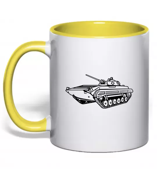 Чашка з кольоровою ручкою Танк Сонячно жовтий фото