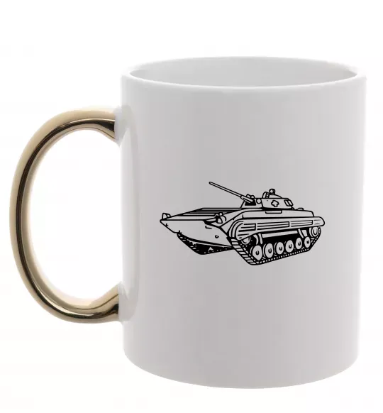 Чашка з кольоровою ручкою Танк Золото фото