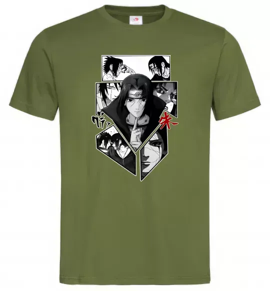 Мужская футболка Itachi Uchiha Наруто Оливковый фото