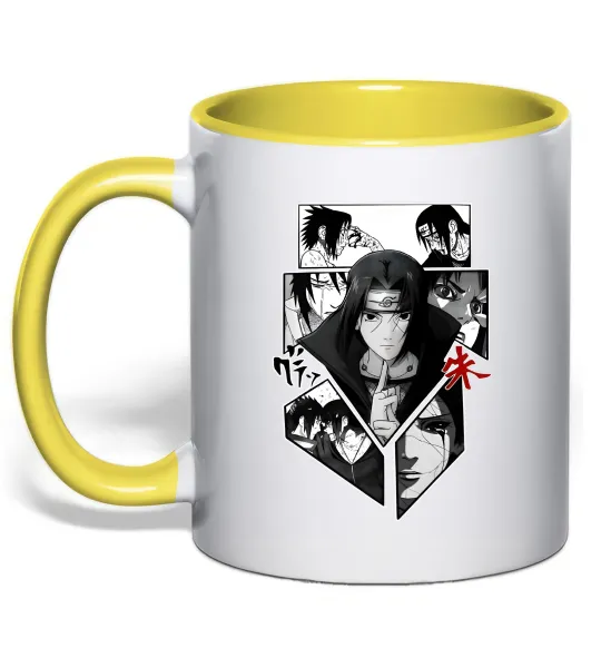 Чашка з кольоровою ручкою Itachi Uchiha Наруто Лимонний фото