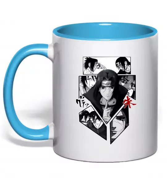 Чашка с цветной ручкой Itachi Uchiha Наруто Голубой фото