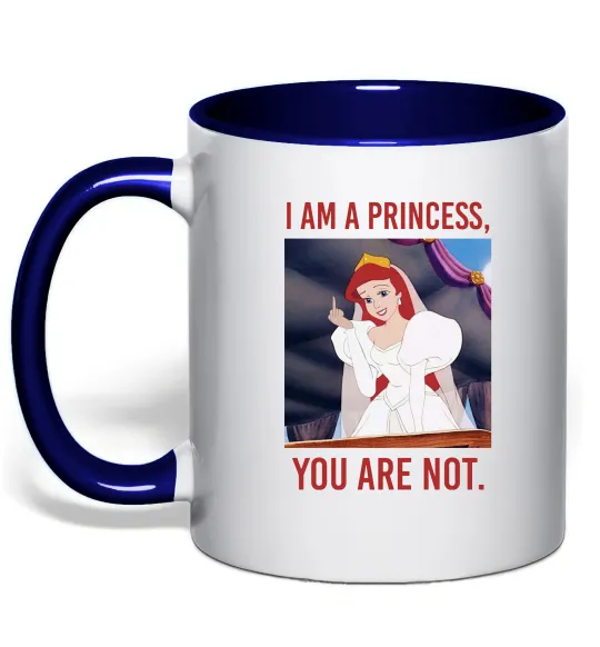 Чашка с цветной ручкой I am a princess, you are not Глубокий темно-синий фото