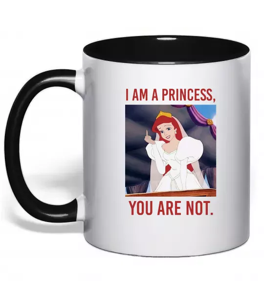 Чашка с цветной ручкой I am a princess, you are not Черный фото
