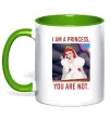 Чашка з кольоровою ручкою I am a princess, you are not Лаймовий Чашка з кольоровою ручкою I am a princess, you are not Лаймовий фото