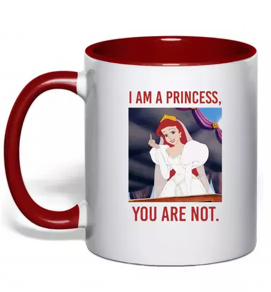Чашка с цветной ручкой I am a princess, you are not Красный фото