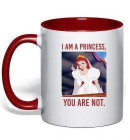 Чашка с цветной ручкой I am a princess, you are not Чашка с цветной ручкой I am a princess, you are not