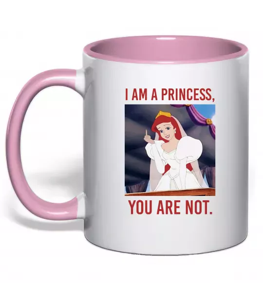 Чашка с цветной ручкой I am a princess, you are not Нежно розовый фото