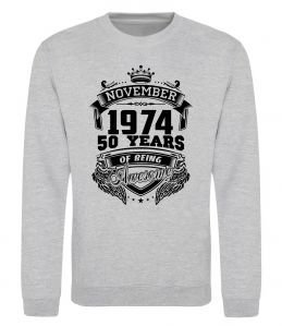 Свитшот November 1974 awesome, колір - сірий-меланж, розмір - 2XL