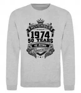 Світшот November 1974 awesome, колір - сірий-меланж, розмір - 2XL Сірий меланж фото