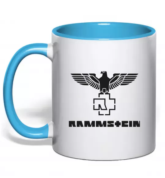 Чашка с цветной ручкой Rammstein logo Голубой фото