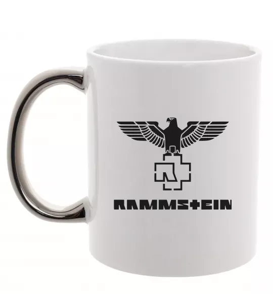 Чашка с цветной ручкой Rammstein logo Серебро фото