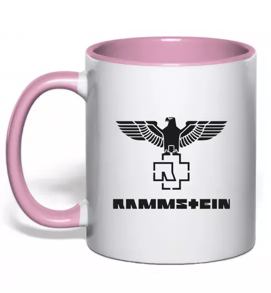 Чашка с цветной ручкой Rammstein logo Нежно розовый фото