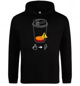 Чоловіча толстовка (худі) Низкий заряд потрібна кава, колір - чорний, розмір - S Чорний фото