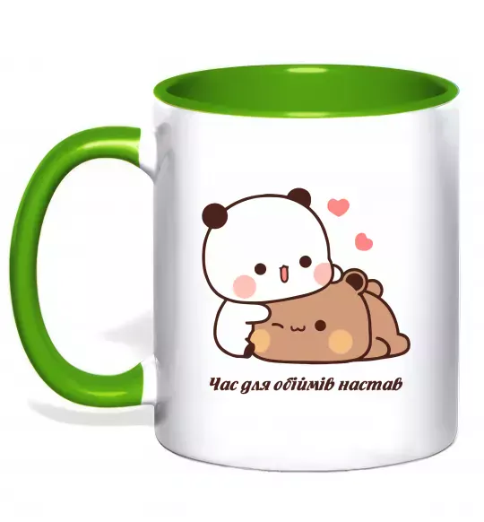 Чашка с цветной ручкой Час для обіймів настав Зеленый фото