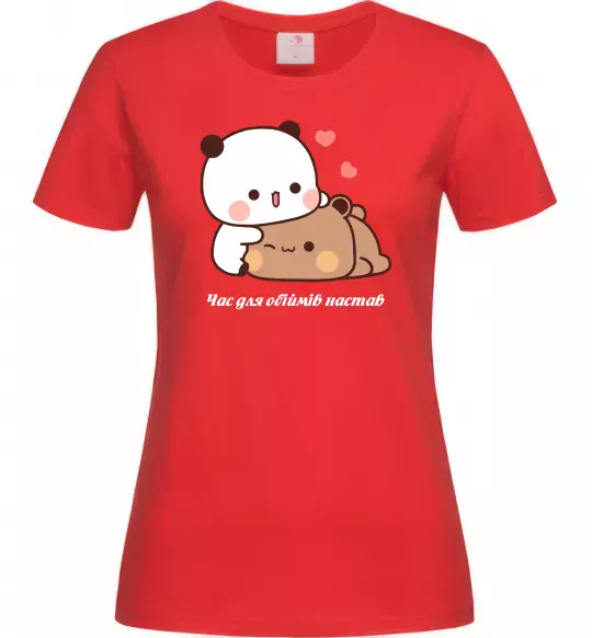 Женская футболка Час для обіймів настав Красный фото