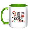Чашка с цветной ручкой Meowy Christmas Лаймовый фото