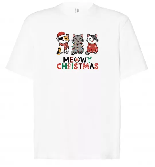 Футболка Оверсайз Meowy Christmas Белый фото