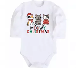 Детский боди Meowy Christmas Белый фото