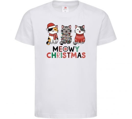 Детская футболка Meowy Christmas Белый фото