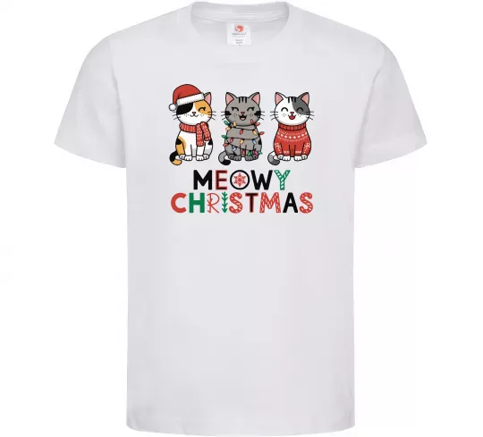 Детская футболка Meowy Christmas Белый фото