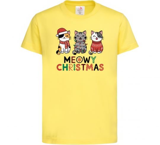 Детская футболка Meowy Christmas Лимонный фото