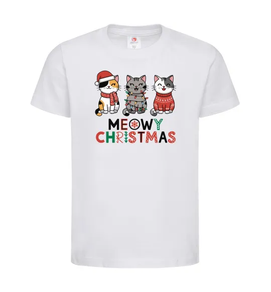 Детская футболка Meowy Christmas Белый фото