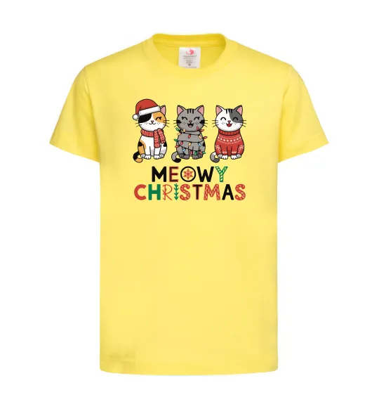 Детская футболка Meowy Christmas Лимонный фото