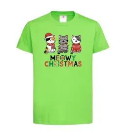 Детская футболка Meowy Christmas Лаймовый фото