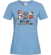 Женская футболка Meowy Christmas Голубой фото