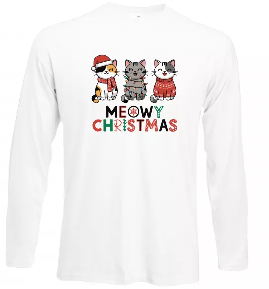 Лонгслив Meowy Christmas Белый фото