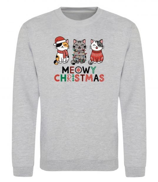 Свитшот Meowy Christmas Серый меланж фото