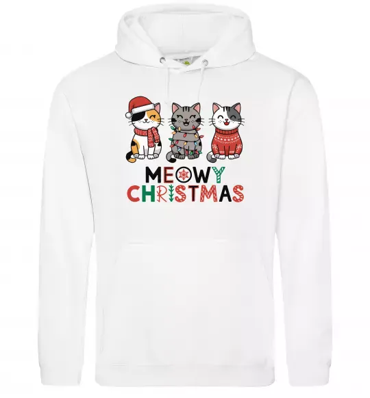 Женская толстовка (худи) Meowy Christmas Белый фото