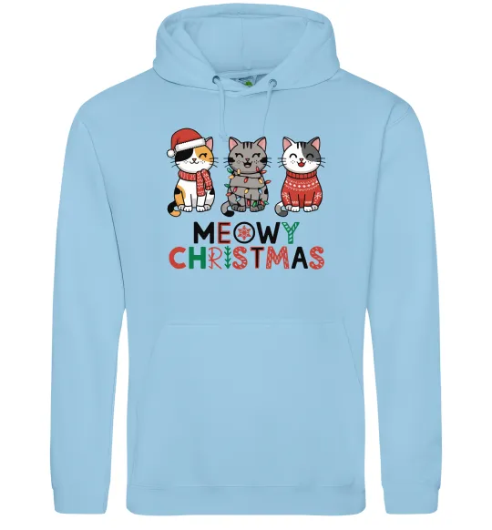 Женская толстовка (худи) Meowy Christmas Голубой фото