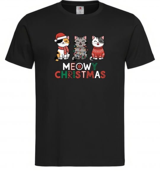 Мужская футболка Meowy Christmas Черный фото