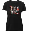 Женская премиум футболка Meowy Christmas Черный фото