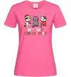 Женская футболка Meowy Christmas Ярко-розовый фото