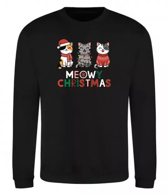 Світшот Meowy Christmas Чорний фото