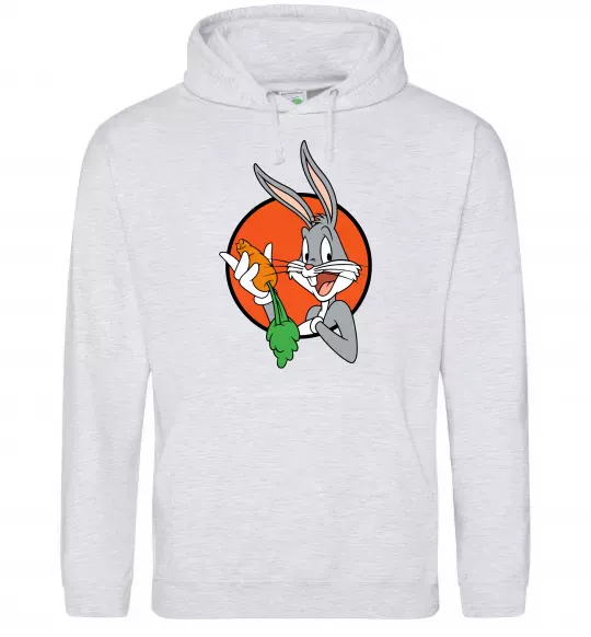 Мужская толстовка (худи) Bugs Bunny Серый меланж фото