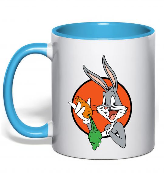 Чашка з кольоровою ручкою Bugs Bunny Блакитний фото