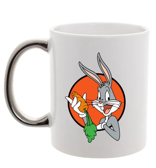 Чашка з кольоровою ручкою Bugs Bunny Срібло фото