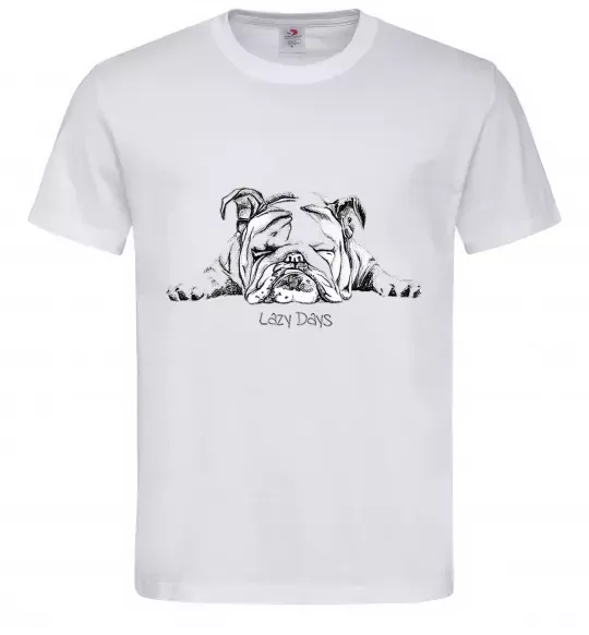 Чоловіча футболка Бульдог спить L Білий фото