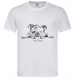 Чоловіча футболка Бульдог спить L Білий фото