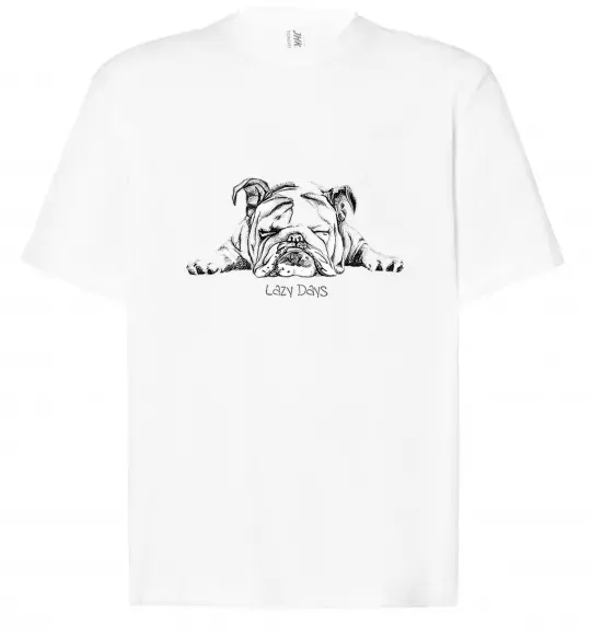 Футболка Оверсайз Бульдог спить L Белый фото