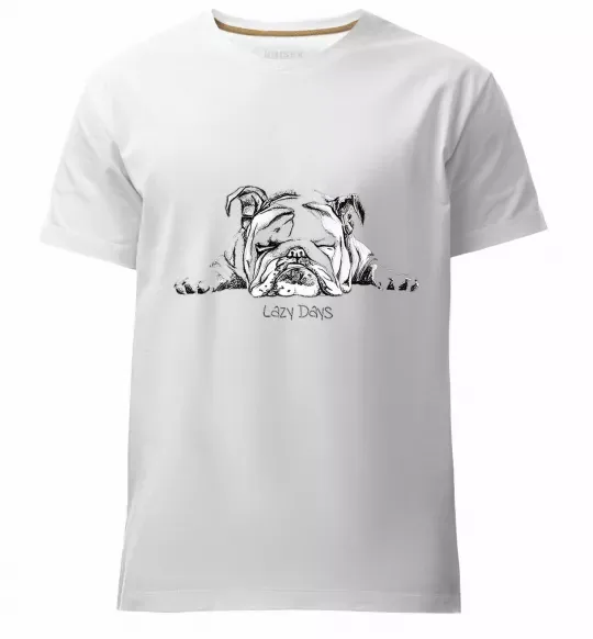 Чоловіча преміум футболка Бульдог спить L Білий фото