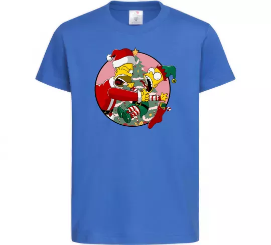 Дитяча футболка Гомер та Барт Новий Рік Яскраво-синій фото
