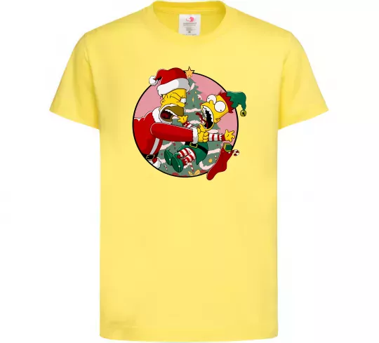 Дитяча футболка Гомер та Барт Новий Рік Лимонний фото